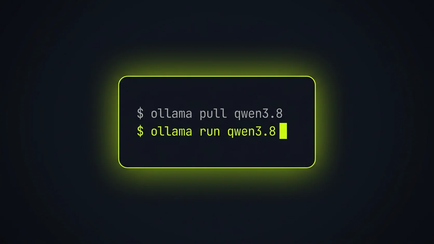 Ollama pull and ollama run commands for installing Qwen3.8 locally